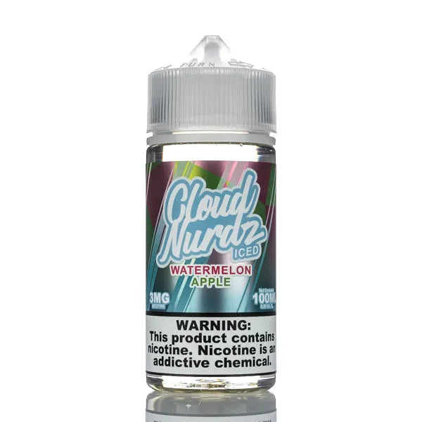 Cloud Nurdz E-Liquid - Watermelon Apple Iced - 100ml - Black Coral